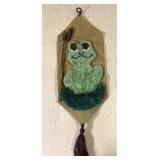 Retro Frog wall h anging piece-burlap, carpet-37"