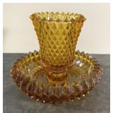 Retro Indiana Glass Diamond Point Amber Glass
