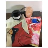 Salt rock lamp, Larger garden flags tiny travel