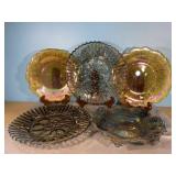 Classic lot of Carnival & more glass plates (stand