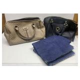 2 cute purses & piece of denim fabric
