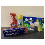 Ziplock big bags, Reynols Wrap & cleaners-some