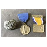 Vintage Boy Scout neck slide & medals