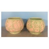 Mid Century Mod McCoy Brocade splatter Pink Green