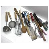 Old school kitchen utensils incl red handles