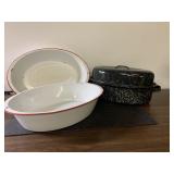 Vintage enamelware roasters & pans