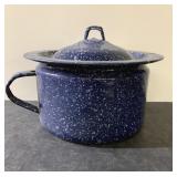 Vintage speckled enamelware mug and lid