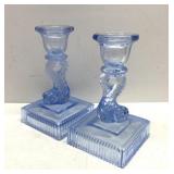 Art Deco Imperial Glass light blue dolphin candle