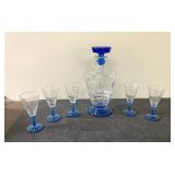 Beautiful art glass bar decanter & shot glass set
