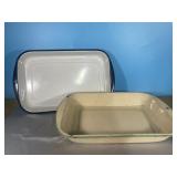 Antique enamelware casserole pans