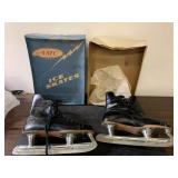 Mid Century Modern AMC Beaver Ice Skates & box