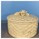 Vintage basketweave ceramic trinket box Japan