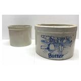 RARE antique Butter crock and another crock