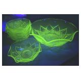 WOW! LOT of antique URANIUM glass bowls