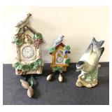 Vintage porcelain Cuckoo Clock decor & 5" bird