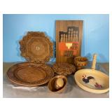 Wooden Pot Holders, Tray, Mortar & Pestle, and