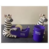 Zebra tape dispenser and pencil holder