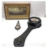 Beautiful framed art decor piece & decor clock