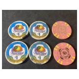 $5.00 in casino chips, Players Island and Casino