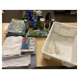 Kitchen items, tablecloth, hand towels, dish