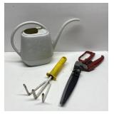 6 Inch Watering Can, Grass Shears, & Digger