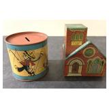 Antique tin toy kids coin banks