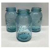 Antique blue glass Ball Perfect mason jars