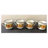 Retro enamelware mugs fruit motif