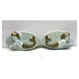 Mid century modern Mermaid chalkware wall plaques