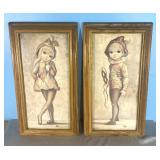 Retro Maio Harlequin Girl Big Eye Litho Wall Art