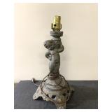 Retro cast iron 16" tall lamp Cherub
