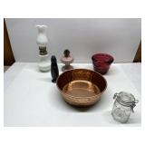 Miniature Oil Lamp Milk Glass, Mini Pink Oil