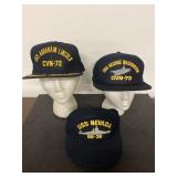 3 naval snap back hats