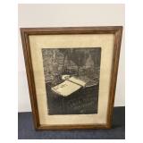 Numbered and signed, Jack Daniels woodcut graphic