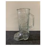 Vintage 8" tall glass boot mug