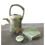 RARE & BEAUTIFUL signed pottery teapot set
