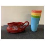 Tracy 10 wide pitcher and sealed plastic cups