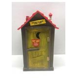 Vintage novelty outhouse talking coin bank