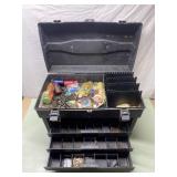 Tackle box & contents 10.5" x 14" x 21.5"