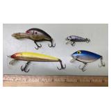 Vintage fishing lures incl Thin Fin, Rapala more