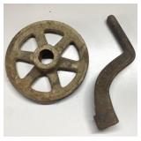Antique pulley reel & handle