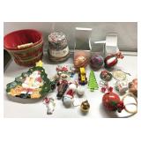 Christmas ornaments, basket, string & more