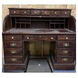 Vintage roll-top desk w/ keys-heavy! Dollies not