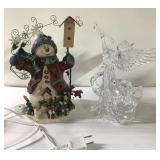 Christmas snowman lamp & pretty angel
