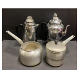 Vintage aluminum & silverplate coffee pots & perks