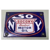 Antique enamel SOCONY Motor Oil sign 6' x 9'