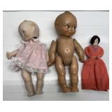Antique dolls & Kewpie doll-some need work
