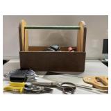 Vintage toolbox filled with tools