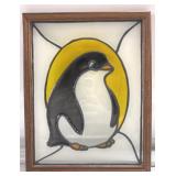 Vintage stained glass penguin 9.5x12in