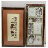 SEALED photo frame & framed cross stitch